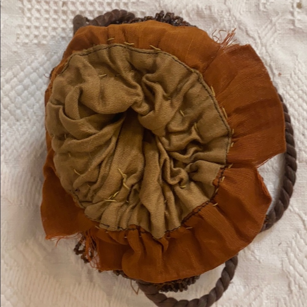 Vtg Amber Colored Beaded Drawstring Flapper Bag - image 5